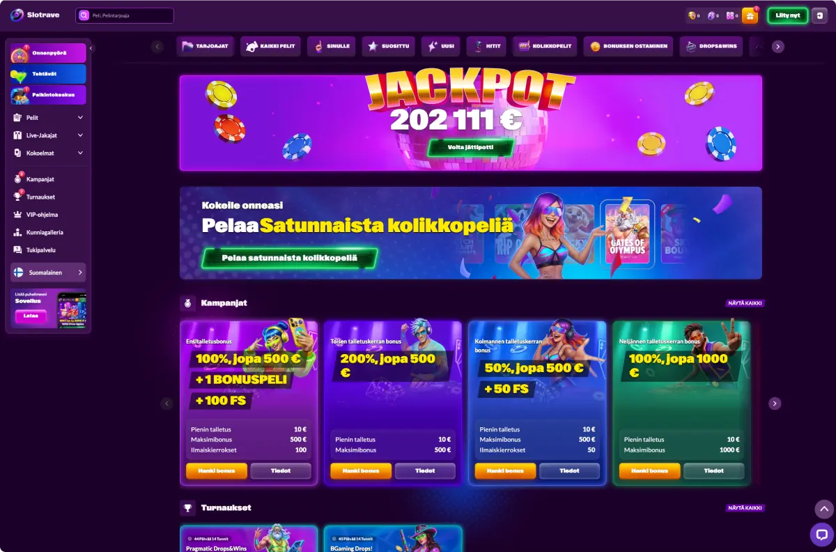 Slotrave Kasinoiden Bonustarjoukset